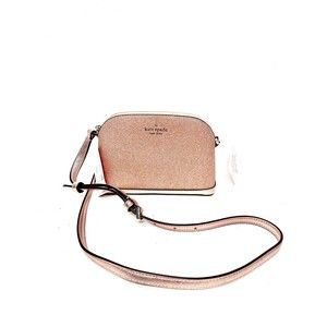NWT Kate Spade Tinsel Glitter Fabric Small Dome Crossbody Bag In Rose Gold S6